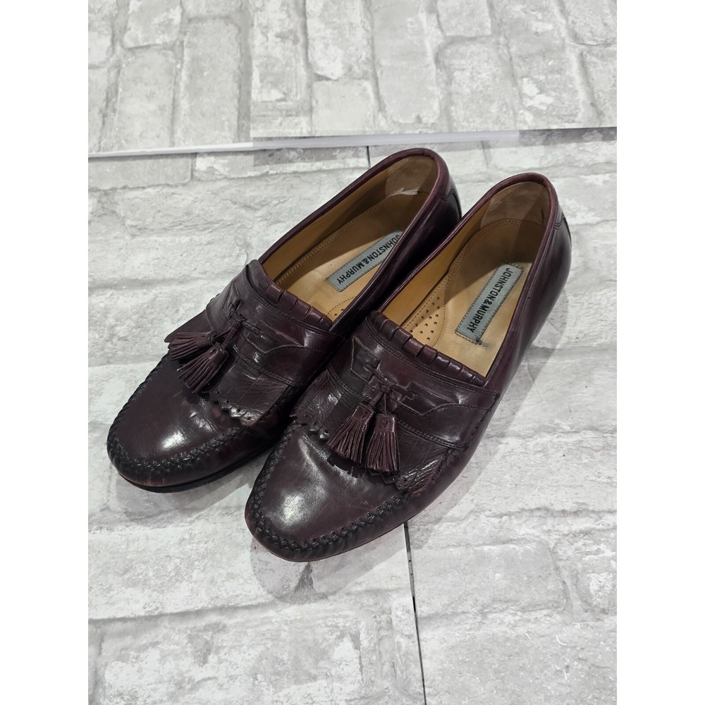 Johnston Murphy Men's Red Brown Leather Tassel Slip On Shoes Size 11 150834
